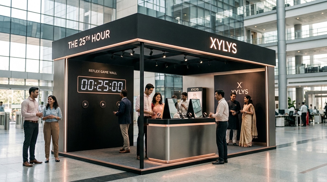 A Xylys activation lounge inside a tech-park atrium